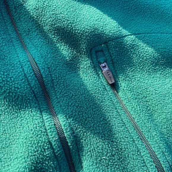 LL Bean Forest Green Quarter Zip Up Fleece Pullover - Picture 2 of 6